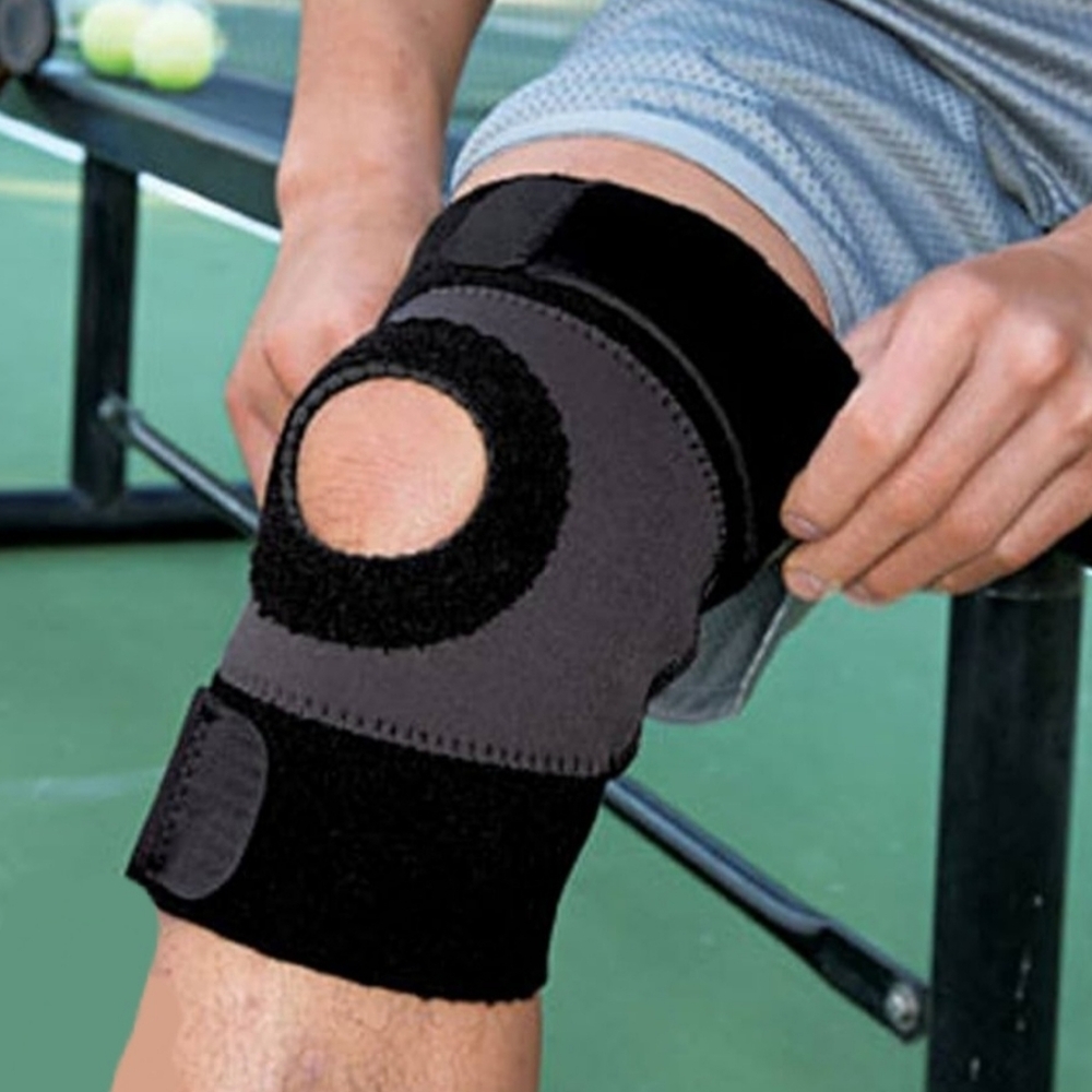 ACE Black and Gray Fitted Compression Knee Support